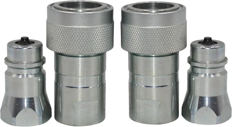 BLUEAGLE 1/2'' Ag Hydraulic Quick Connect Tractor Couplers with Dust Caps,Poppet Valve Pioneer Style ISO 5675 Hydraulic Quick Coupler - Image 3